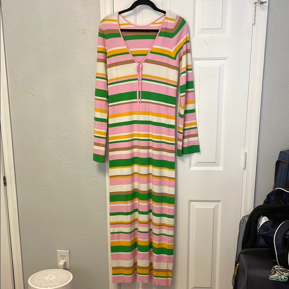 Striped Long Sleeve Vacay Maxi Dress